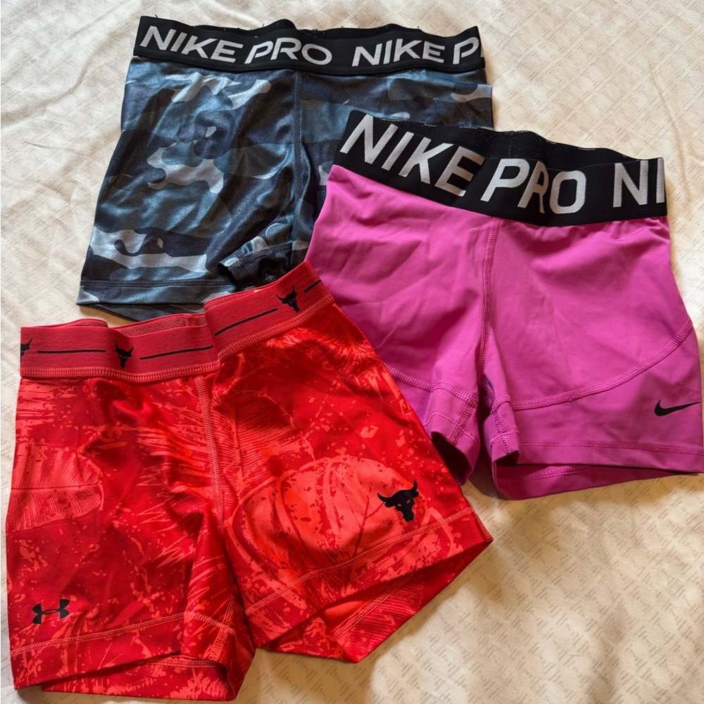 Nike Pro Women's Athletic Shorts - Black, Pink, Red